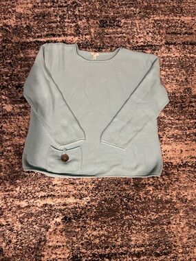 J. Jill Pale Aqua Knit Crewneck Sweater